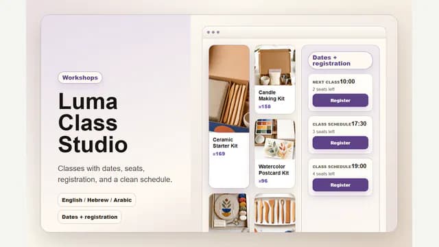 Example storefront for Workshops